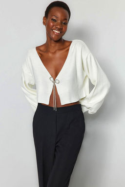 Ekru Super Crop Basic Fiyonklu Triko H?rka TWOAW24HI00315
