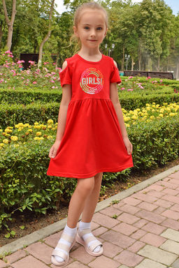 Платье для девочки красное летнее