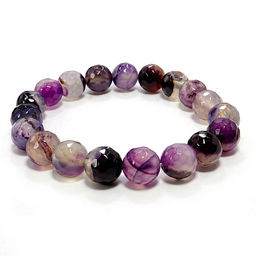 Браслет из камня 10мм с огранкой Фиолетовый агат камень удачи и счастья
