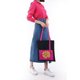 Сумка текстильная шоппер STAY WEIRD с карманом, 35 х 0,5 х 40 см, черный - Nazamok фото 9