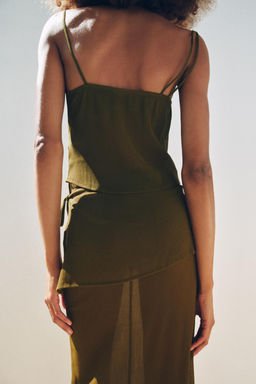 SEMI-SHEER TEXTURED ASYMMETRIC TOP - Zara фото 12