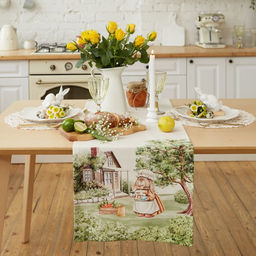 Дорожка пасхальная на стол «Этель. Кроличья ферма», 40×149 см, 100% хлопок, саржа 190 г/м², белая
