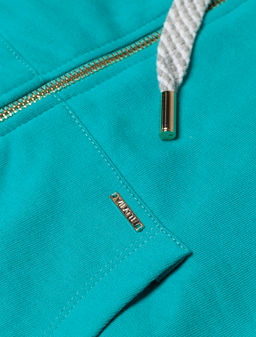 VILATTE / Худи на молнии из премиального футера с золотистой фурнитурой для девочки  фото 4