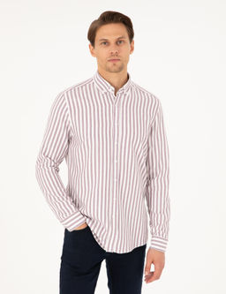 Mor Regular Fit _izgili Uzun Kollu G_mlek