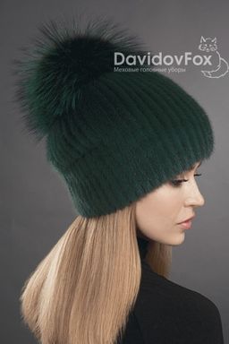Шапка Буратино норка изумруд