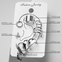 Набор серег и кафф QF «Актуальность», цвет серебро