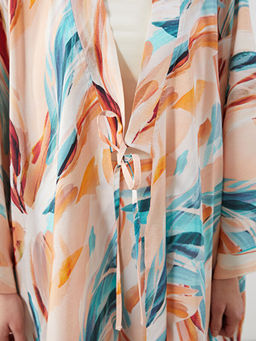 ?al Yaka Desenli Oversize Kad?n Kimono