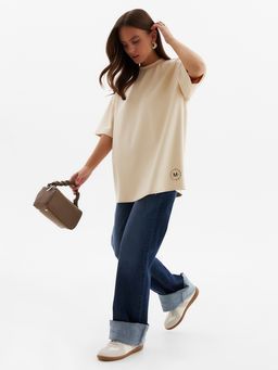 Футболка женская MINAKU, over size (44-48), бежевая