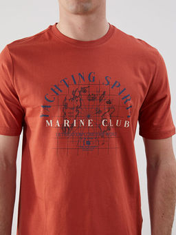 Bisiklet Yaka K?sa Kollu Bask?l? Penye Erkek Ti??rt