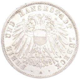 Монета 3 марки 1910 года A Германия (Любек)