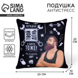 Подушка декоративная антистресс «Твой день!» 25×25 см