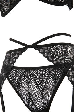 Siyah Dantel Jartiyerli Ve Corapl? Kaps?z Ic Camas?r? Tak?m? THMSS26CC00009 - Trendyolmilla фото 3