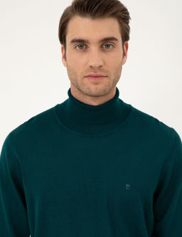 Ye_il Slim Fit Bal_k__ Yaka Y_n Kar___ml_ Basic Triko Kazak - Pierre cardin фото 2