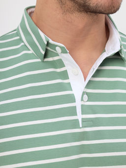 Джемпер мужской с воротником поло короткий рукав GREG G144-KD4-UT22 (зеленая полоска) фото 3