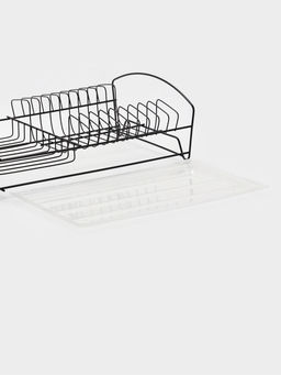 Сушилка для тарелок и кружек с поддоном 39*25*12 см, цвет черный