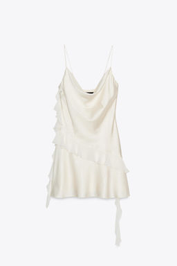 SHINY RUFFLE TRIM MINI DRESS - Zara фото 7