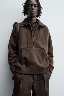 QUARTER-ZIP RIBBED SWEATSHIRT - Zara фото 6