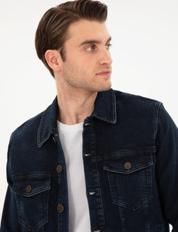 Lacivert Slim Fit Jean Ceket - Pierre cardin фото 2