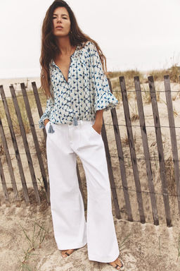 Z1975 MID-WAIST WIDE-LEG JEANS WITH PLEATS - Zara фото 3