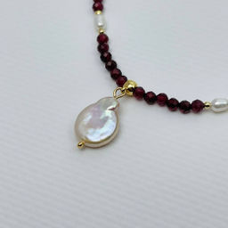 Бусы из Граната с Жемчугом 40 см +