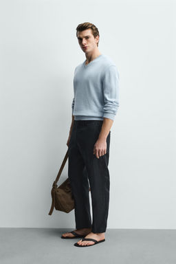 PANTAL?N REGULAR FIT 100% LINO / Marino - Zara фото 9