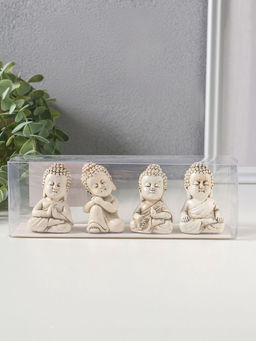 Сувенир полистоун "Медитация маленького Будды" набор 4 шт беж 3х3,5х6 см