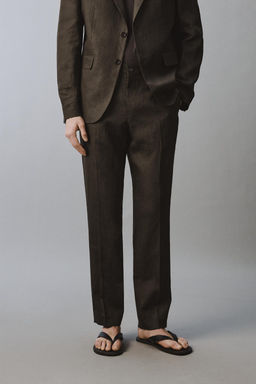 PANTAL?N TRAJE 100% LINO / Marr?n oscuro - Zara фото 2