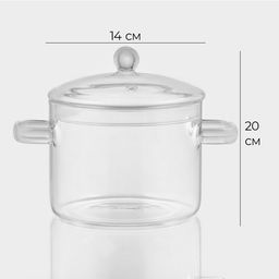 Кастрюля Magistro «Лия», 1.2 л, d=14 см, с крышкой, жаропрочное стекло, прозрачная