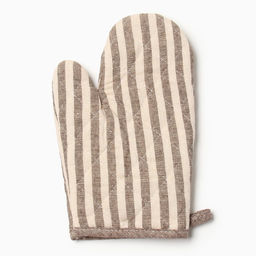 Варежка-прихватка Доляна Полоса цв.коричневый 25х17см,50% п/э 50% хл  фото 3