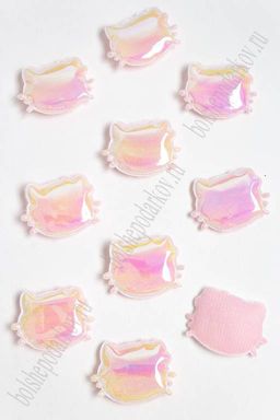 Патч глянец "Котёнок" 3*3,5 см (10 шт) SF-2972, светло-розовый хамелеон