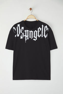 Trendyolmilla Man Siyah Oversize/Genis Kesim Los Angeles Bask?l? %100 Pamuk T-Shirt TMNSS25TS00166  фото 2