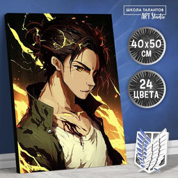 Картина по номерам на холсте с подрамником Воин в огне, 40 50 см