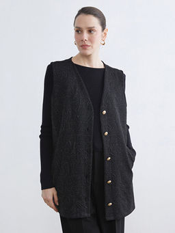 V Yaka Parlak G?r?n?ml? Kad?n Yelek