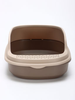 Лоток для кошек "Фур-Мур", 48×35.5 см, с высоким бортом, с совком, покрытие Soft-touch, цвет капучино