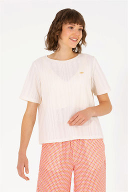 Женская кремовая футболка с круглым вырезом Неожиданная скидка в корзине