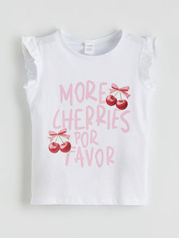 Bisiklet Yaka Bask?l? K?z ?ocuk Ti??rt ve ?ort