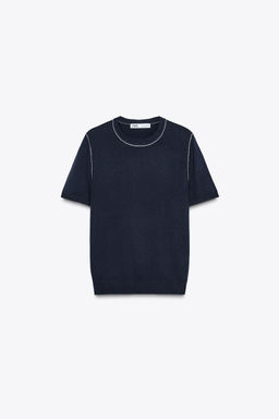 SHORT SLEEVE KNIT TOP WITH PIPING - Zara фото 40