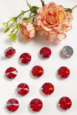 Стразы пришивные 16 мм "Круг" (20 шт) SF-3704, красный №17