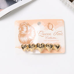 Заколка - автомат для волос «Пейдж», сердца, 7.5 см, золото