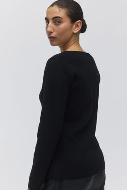 C?rdigan en punto acanalado con escote en U - H&m фото 5