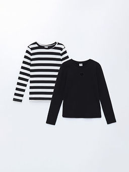 Bisiklet Yaka K?z ?ocuk Ti??rt 2li