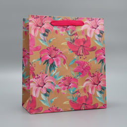 Цена за 2 шт. Пакет подарочный крафтовый, упаковка, Цветы, ML 23?27?11.5 см