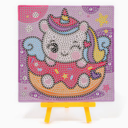 Алмазная мозаика 4в1 для детей. Создание стикеров, магнитов, брелоков и картины «Сказочные Единорожки», набор для творчества