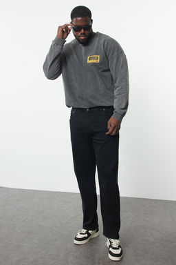 Erkek Siyah Regular Fit Buyuk Beden Denim Kot Jeans TMNAW25CJ00000