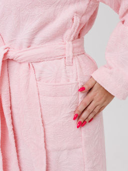 Женский махровый халат с шалькой Бамбук пудрово-розовый МЗ-02 Бамбук (102)