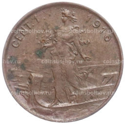 Монета 1 чентезимо 1916 года Италия