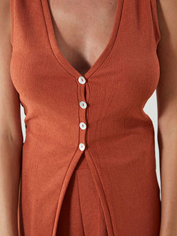 V Yaka Dokulu Kad?n Yelek