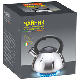 Чайник со свистком 2,0 л нерж сталь Casual (зеркальная полировка), арт 004259