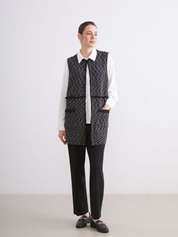 Bisiklet Yaka Desenli Kad?n Yelek