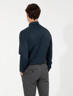 Lacivert Regular Fit Uzun Kollu Klasik G_mlek